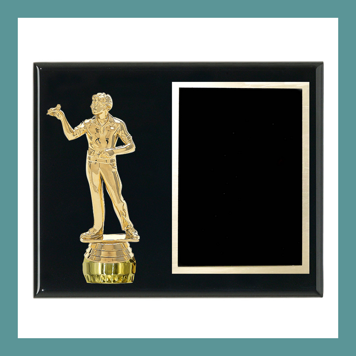 8" x 10" Black Piano Finish Plaque With Sport Figurines