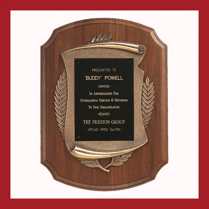Legacy Walnut Scroll Plaque With Bronze Edition
