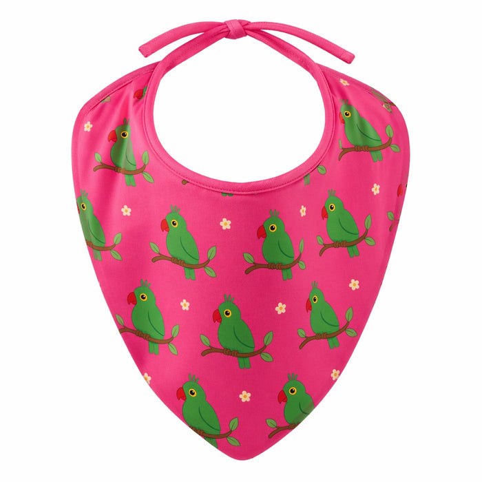 Mimi Baby Bib | Parrot on Branch | Tropicale | Bamboo-Cotton, Waterproof, Tagless | 0-4Y