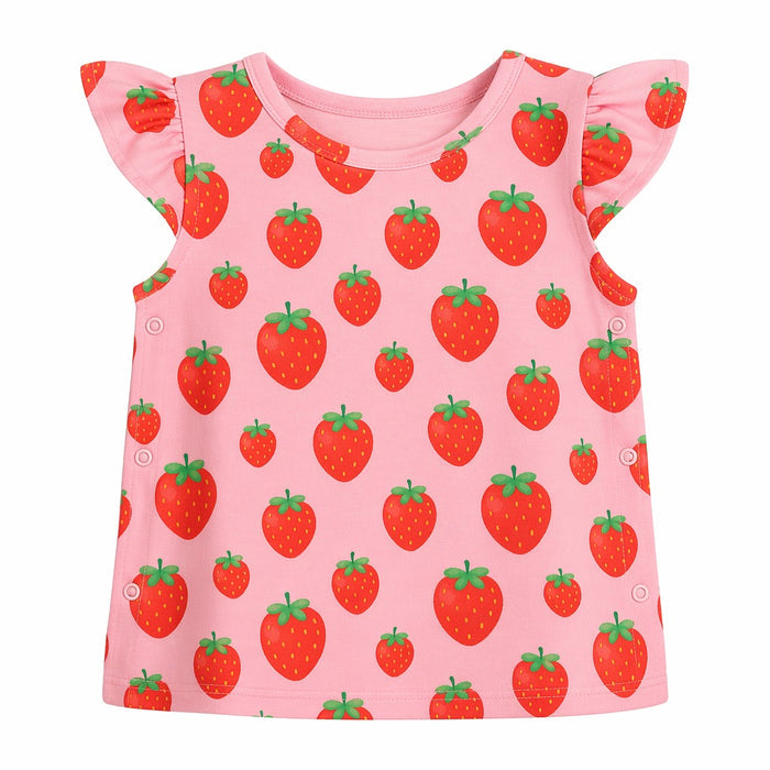 Mimi Baby Jhabla | Strawberry Patch | Blossom | Bamboo-Cotton, Tagless, 3× Softer | 0-9M