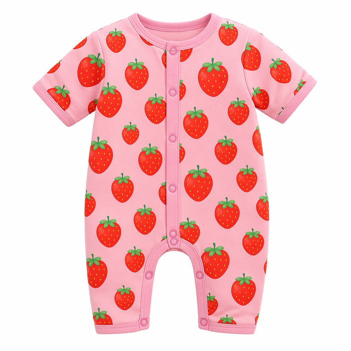 Mimi Baby Romper | Strawberry Patch | Blossom | Bamboo-Cotton, 3× Softer, Tagless | 0-24M