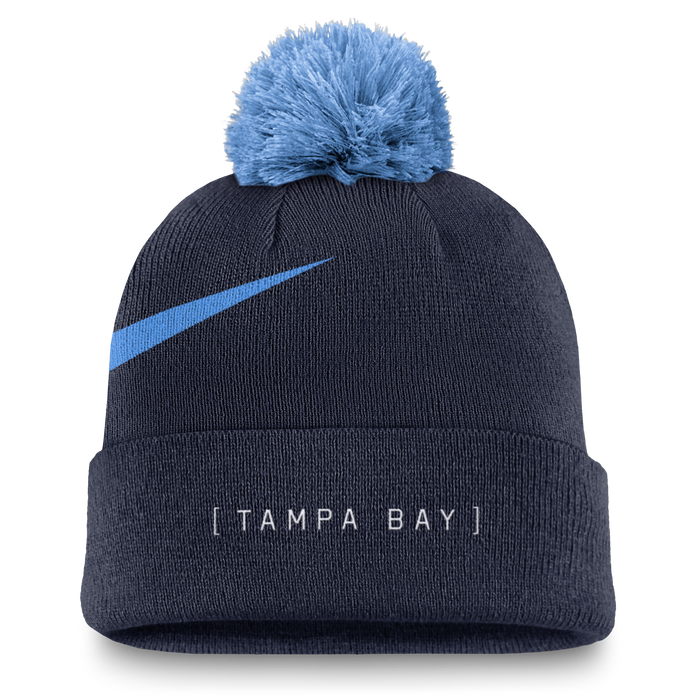 Rays Nike Navy TB Primetime Peak Pom Knit Hat