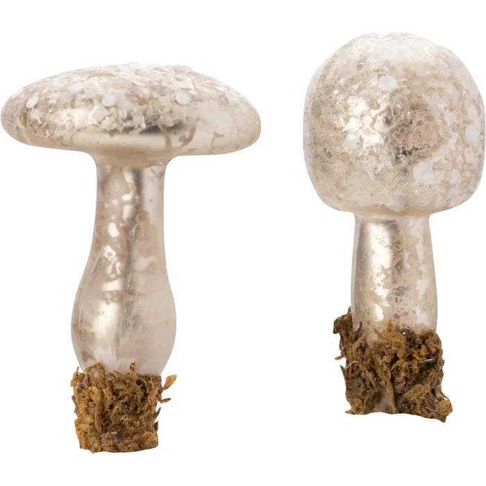 Silver Glass Clip-on Mushroom Ornaments