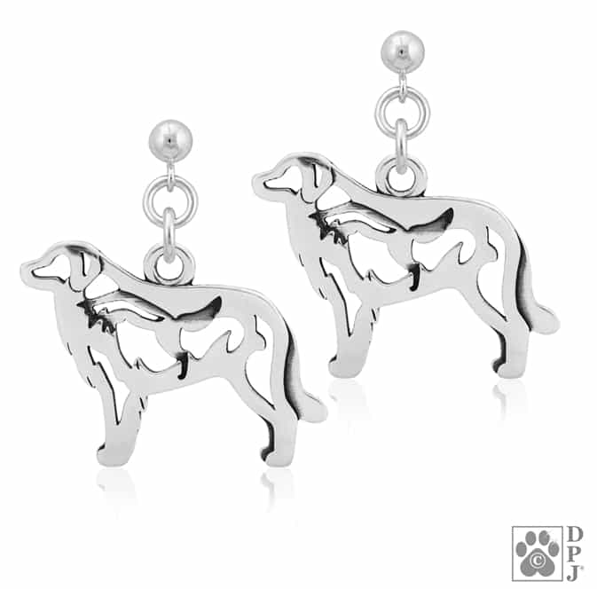 "Sterling Silver Great Pyrenees Earrings, w/Fox In Body"
