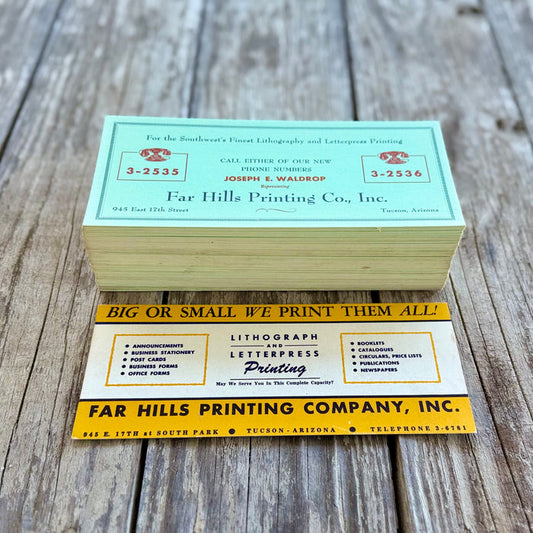 54 WHOLESALE 1940s FAR HILLS PRINTING CO Ink Desk Pad Blotter Ad LOT Tucson AZ