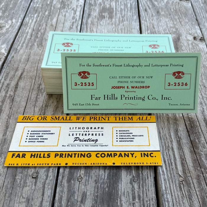 54 WHOLESALE 1940s FAR HILLS PRINTING CO Ink Desk Pad Blotter Ad LOT Tucson AZ