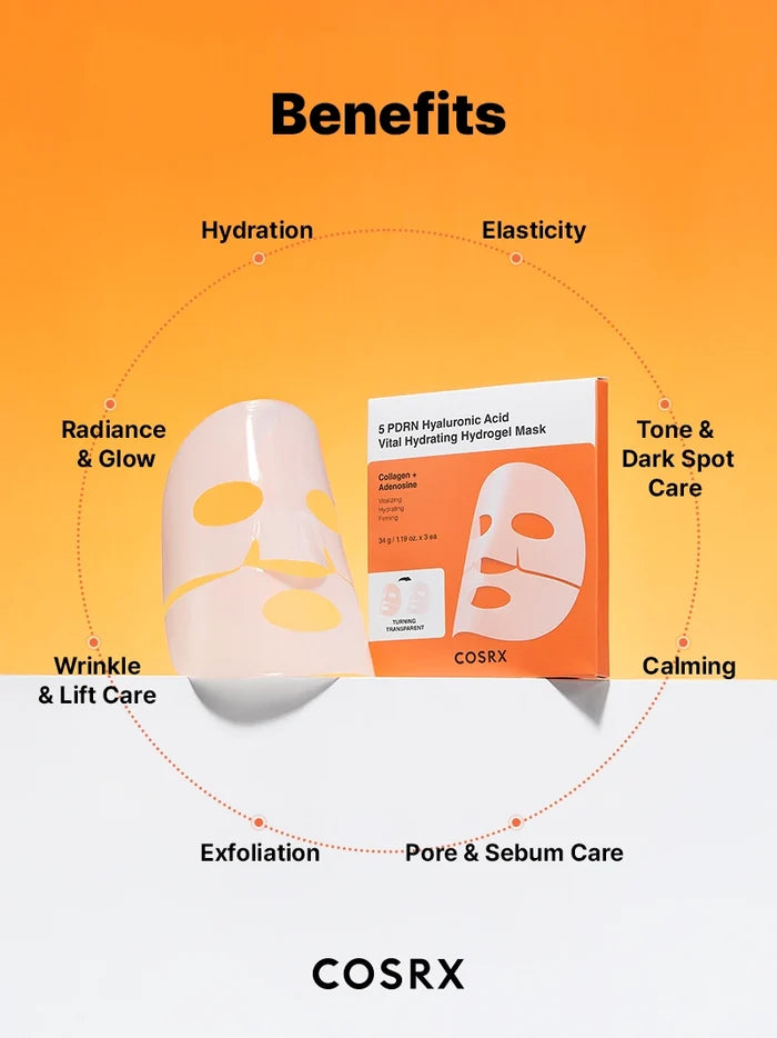 ($80+ Free Gift) COSRX 5 PDRN Hyaluronic Acid Vital Hydrating Hydrogel Mask 1EA