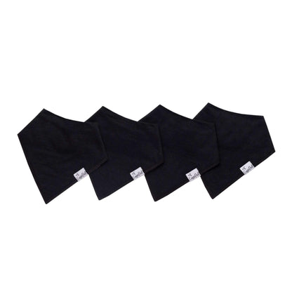 4 Pack Baby Bandana Bibs - Black Basics