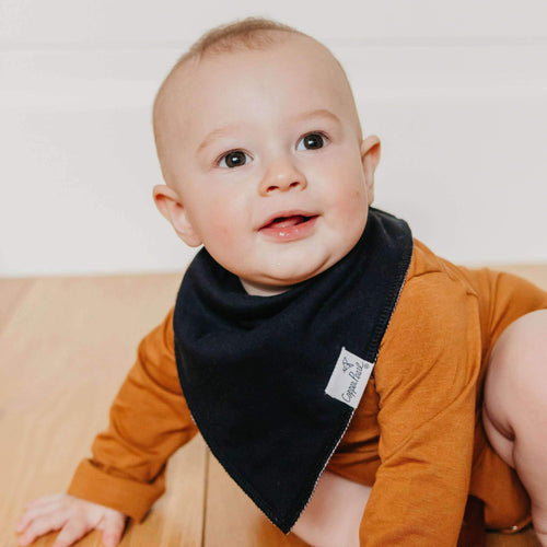 4 Pack Baby Bandana Bibs - Black Basics