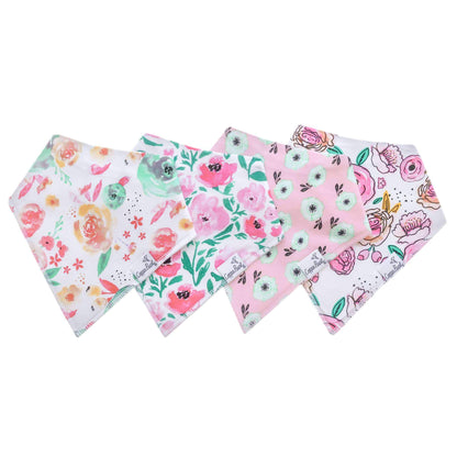 4 Pack Baby Bandana Bibs - Bloom