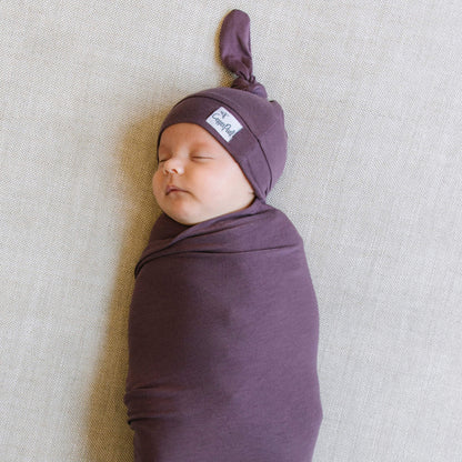 Knit Swaddle Blanket - Plum