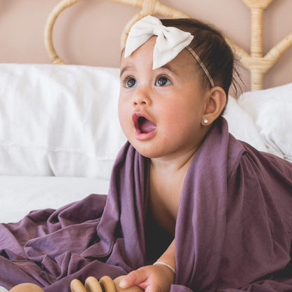 Knit Swaddle Blanket - Plum