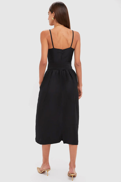 Black Artichoke Dress with Belt
