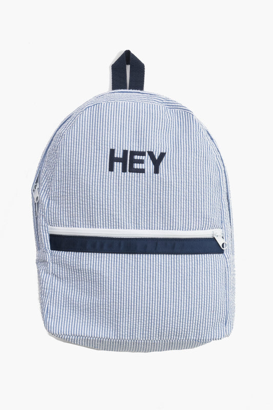 Blue Seersucker Backpack