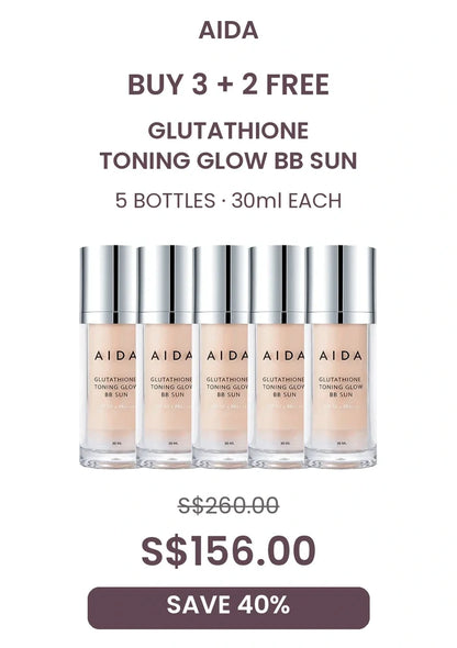 (BUY 3+2 FREE) AIDA GLUTATHIONE TONING GLOW BB SUN 30ML