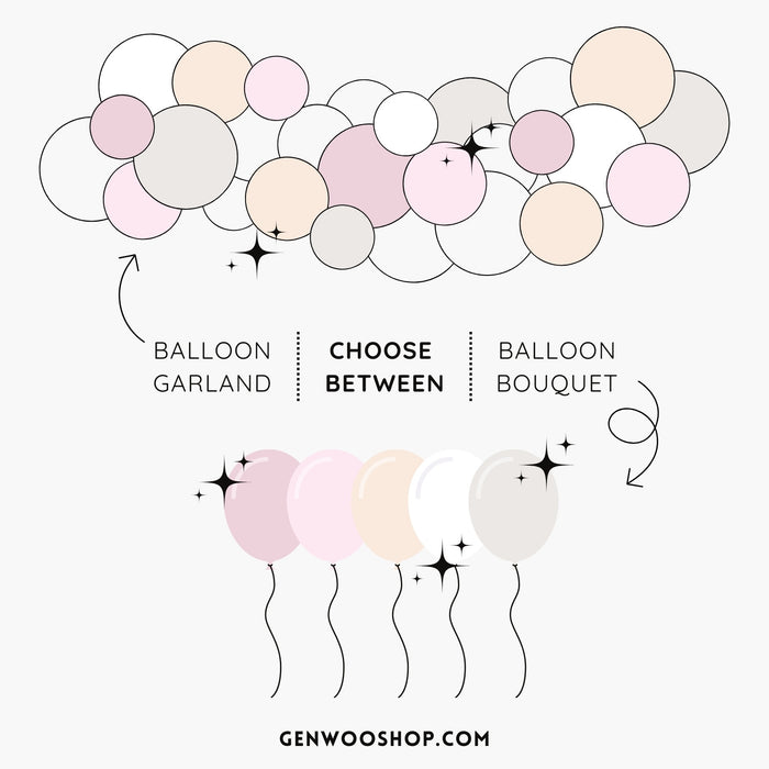 Boho Blush Balloon Kit - Boho Rainbow Birthday Baby Shower Bridal Shower Decorations - Muted Pink Blush Neutrals Balloon Decorations