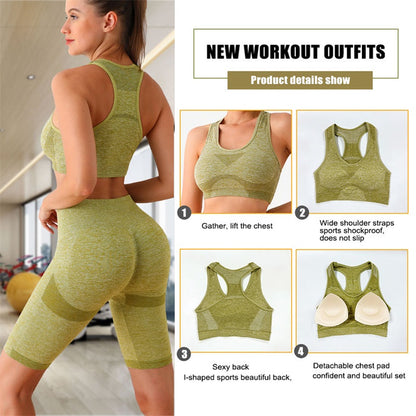 Butt Lift Push Up Pant Wear Short Gym Workout Thigh Scrunch Fitness Yoga Set