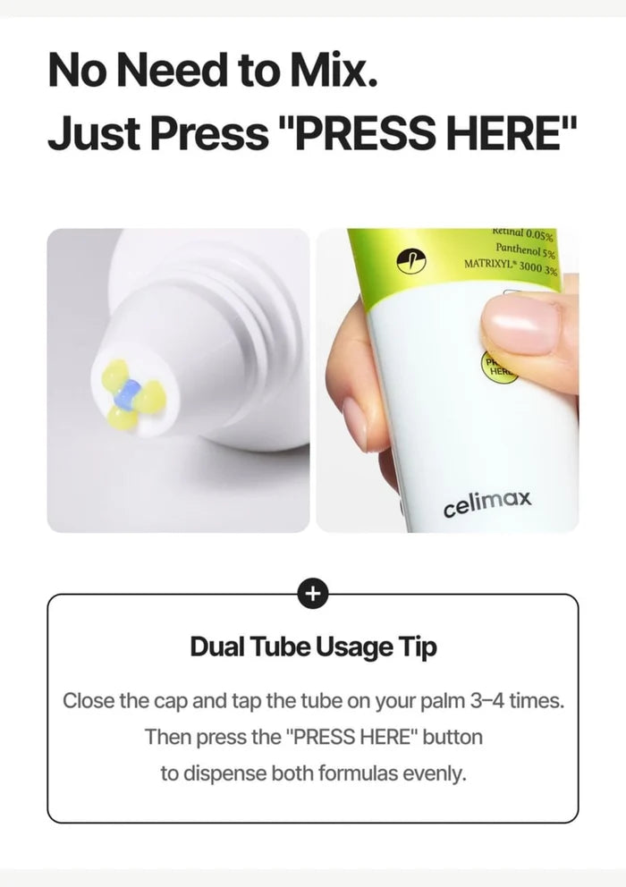 CELIMAX Retinal Shot Tightening Dual Cream — Press for both formulas