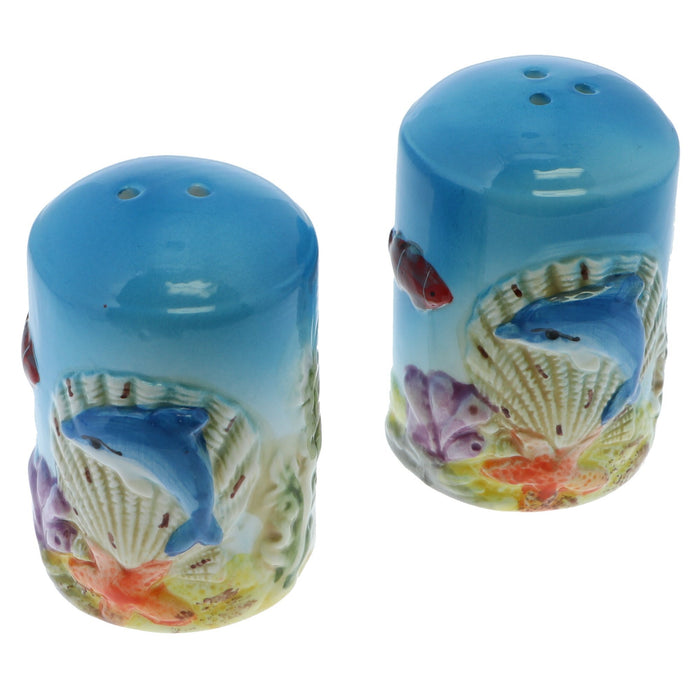 Ceramic Embossed Dolphin Salt and Pepper Shakers