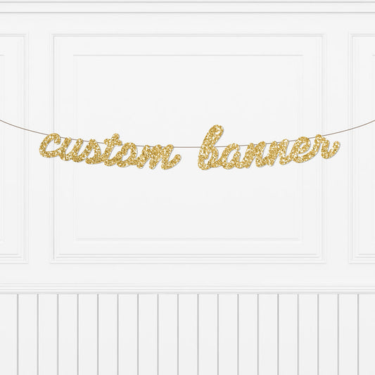 Custom Glitter Cursive Script Letter Banner