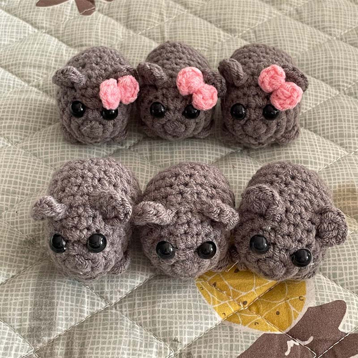 Cute Sad Crochet Hamster Keyring
