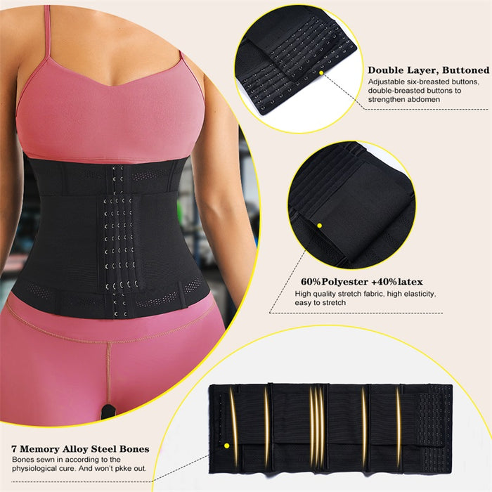 Double Belt Waist Trainer Latex Corset Shapewear Tummy Control Shaper