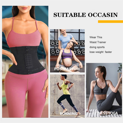 Double Belt Waist Trainer Latex Corset Shapewear Tummy Control Shaper