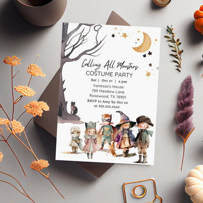 Editable Digital Halloween Costume Party Invitation