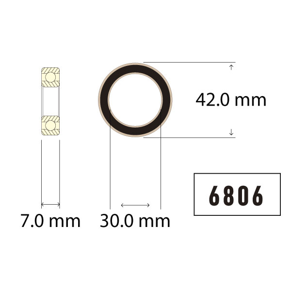 Enduro 6806 "ZERØ" Ceramic Sealed Bearing Dimensions