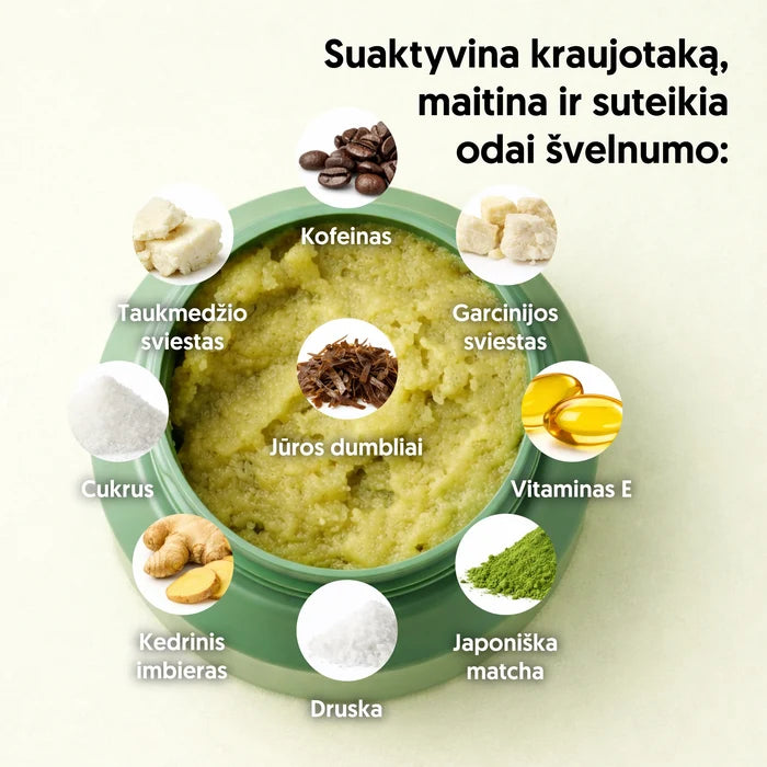 EVERJUNO Matcha Scrub - druskos šveitiklis