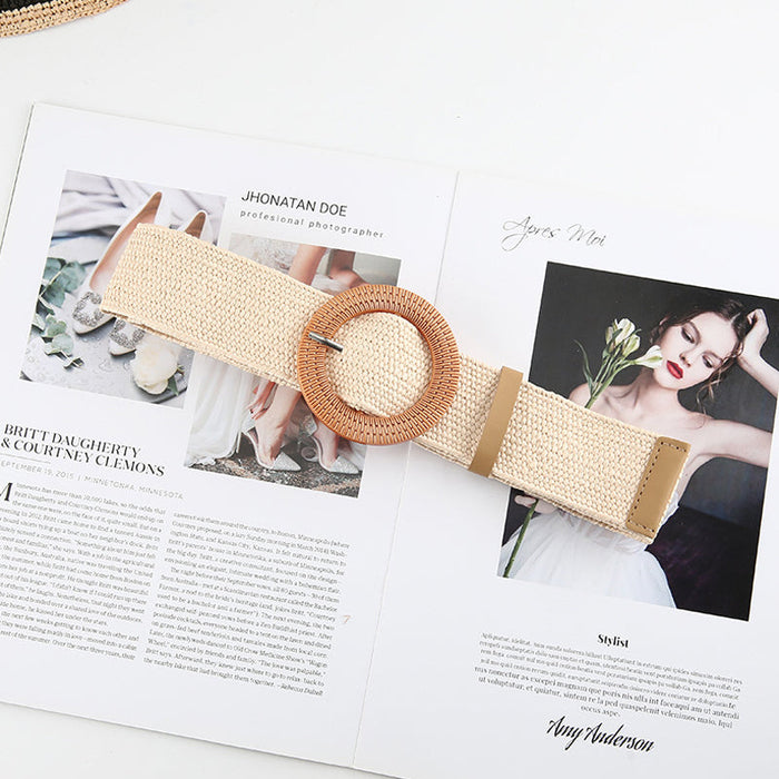 Fashion Vintage Boho Straw Woven Belt