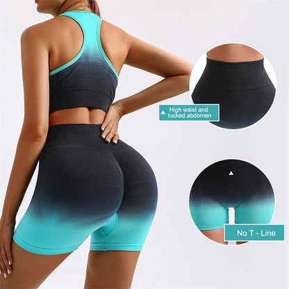 Gradient Yoga Leggings Scrunch Butt Lift Seamless Fitness Pants