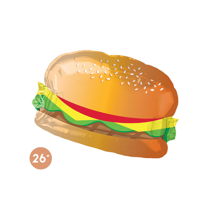 Hamburger Foil Balloon 26" - Food Balloon, BBQ Party Balloon Decoration, Summer Barbeque Birthday Decor