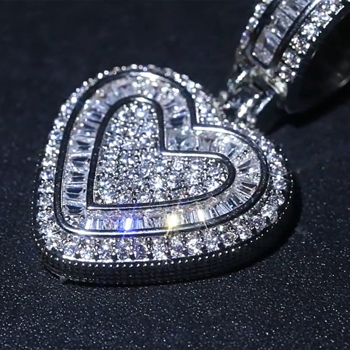 Hip Hop Heart Necklace for Women and Men
