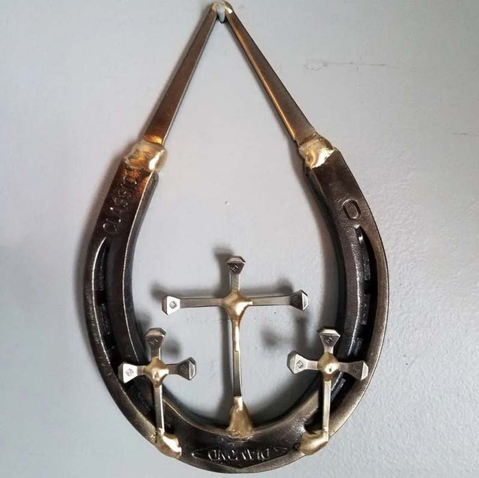 Horseshoe Nail Cross Wall Decoration