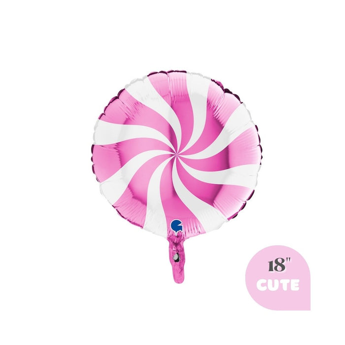 Hot Pink Peppermint Candy Foil Balloon 18" - Modern Christmas Holiday Party Decoration