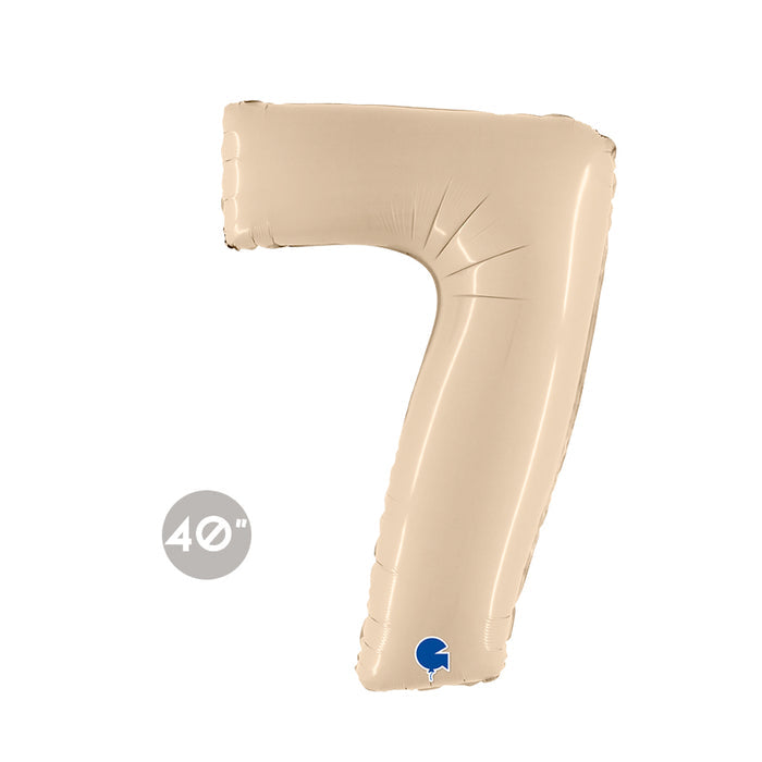 Jumbo Cream Number 7 Foil Balloon 40"