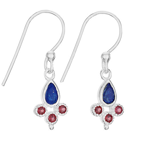 Lapis and Garnet Earrings