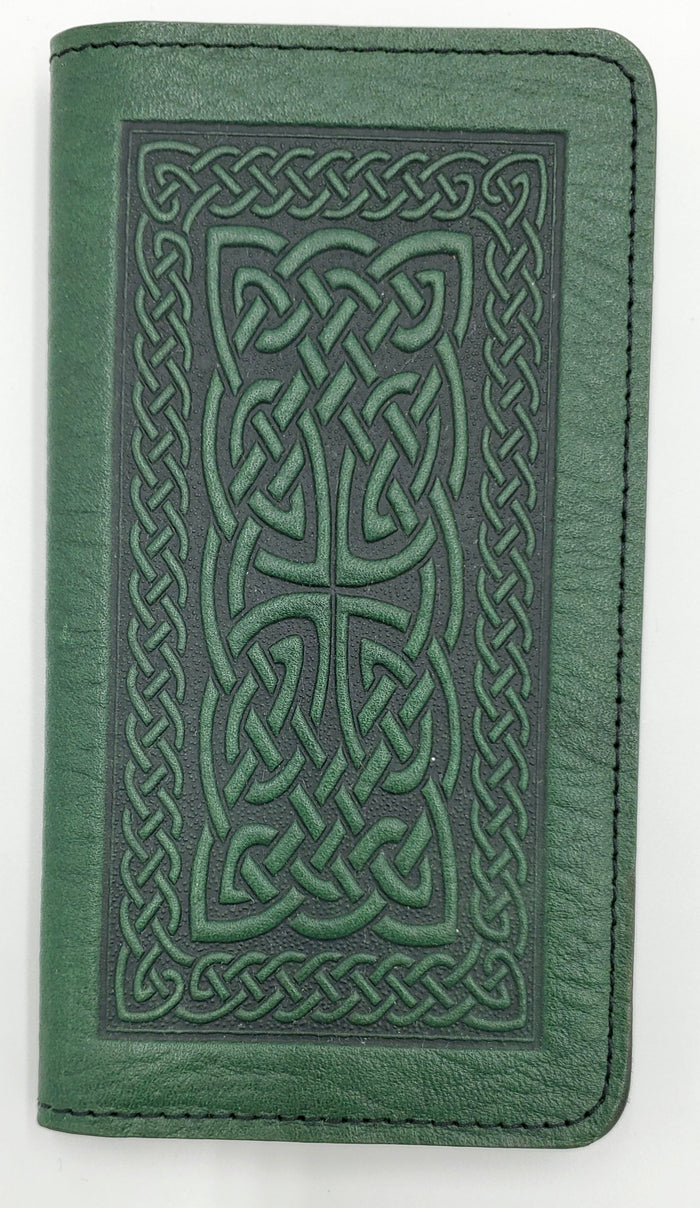 Leather Checkbook Holder/Wallet - Celtic Knot