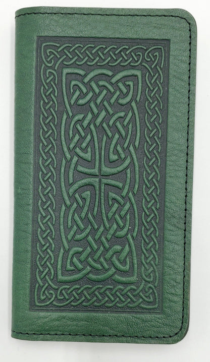 Leather Checkbook Holder/Wallet - Celtic Knot