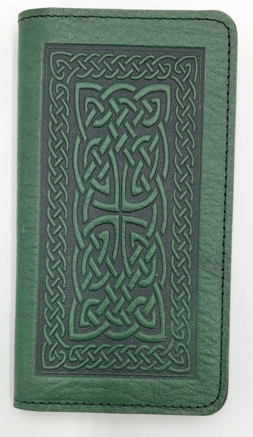 Leather Checkbook Holder/Wallet - Celtic Knot