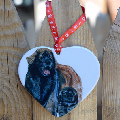 "Leonberger Porcelain Heart Ornament"