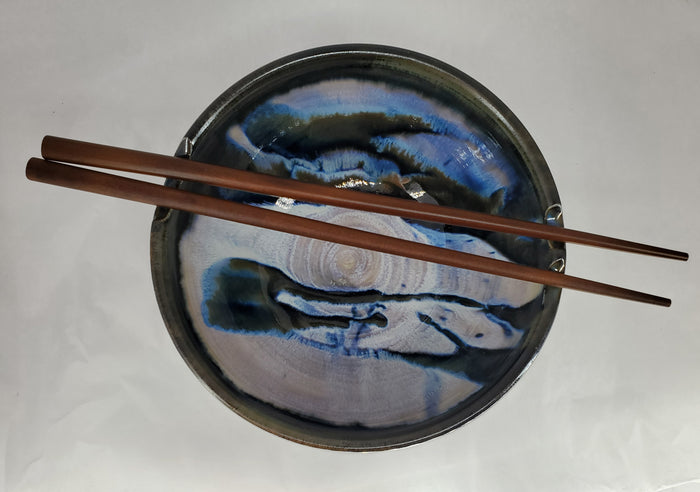 Liscom Hill Pottery - Black and Blue Chopstick Bowl