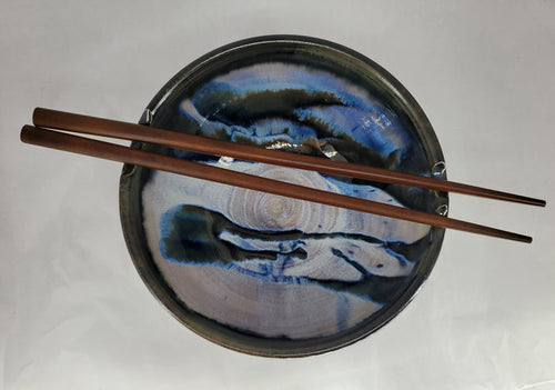Liscom Hill Pottery - Black and Blue Chopstick Bowl
