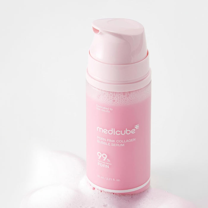 MEDICUBE PDRN Pink Collagen Bubble Serum - putojantis veido serumas su kolagenu