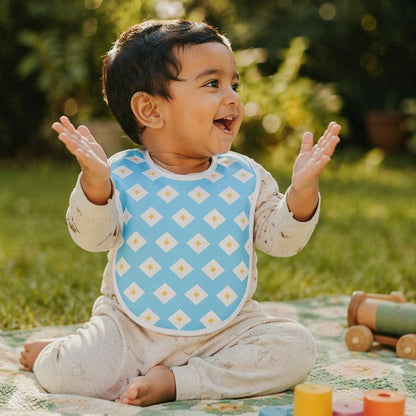 Mimi Baby Bib | Argyle | Geo Play | Bamboo-Cotton, Waterproof, Tagless | 0-4Y