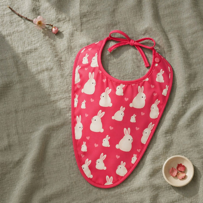 Mimi Baby Bib | Bunny Hop | Blossom | Bamboo-Cotton, Waterproof, Tagless | 0-4Y