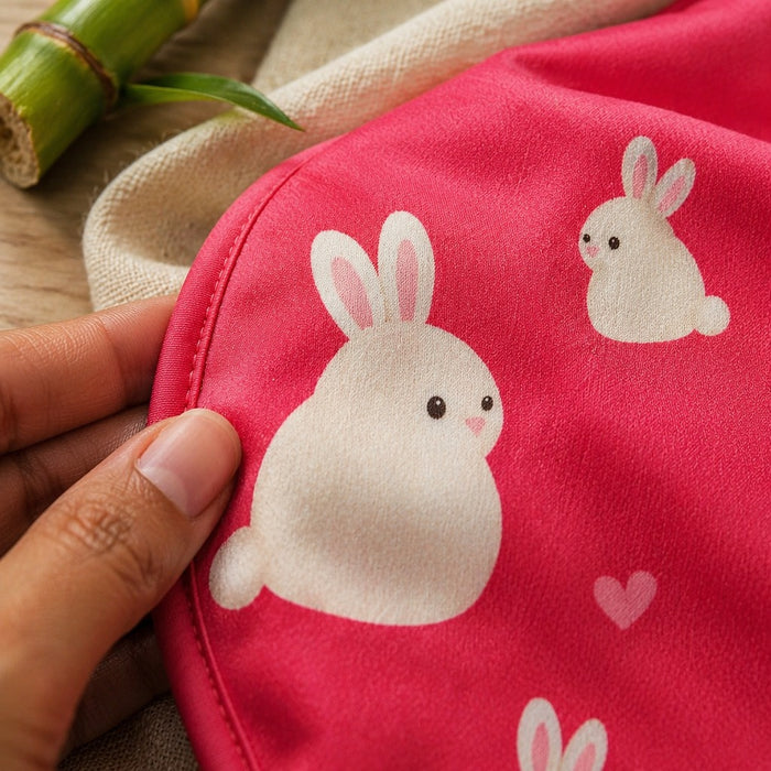 Mimi Baby Bib | Bunny Hop | Blossom | Bamboo-Cotton, Waterproof, Tagless | 0-4Y