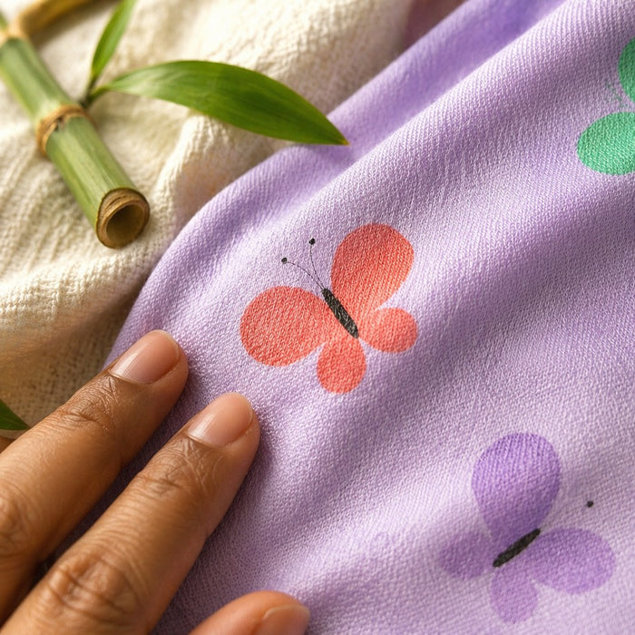 Mimi Baby Bib | Butterfly Garden | Blossom | Bamboo-Cotton, Waterproof, Tagless | 0-4Y