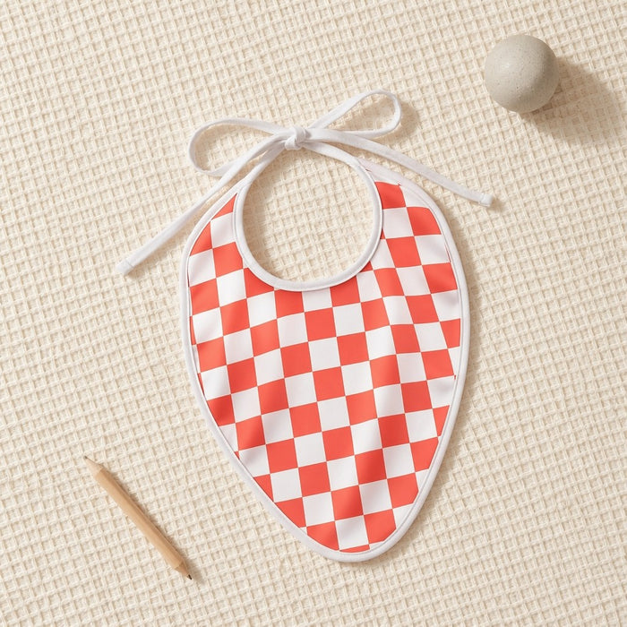 Mimi Baby Bib | Checkerboard | Geo Play | Bamboo-Cotton, Waterproof, Tagless | 0-4Y